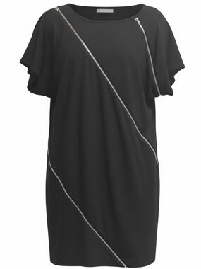 Lane Bryant Black Zipper Shift Dress Plus Size 14/16 Modern Chic